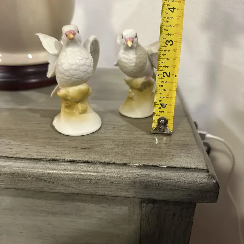 Vintage Lefton China Pair White Doves Figurines 01812 Hand Painted‎